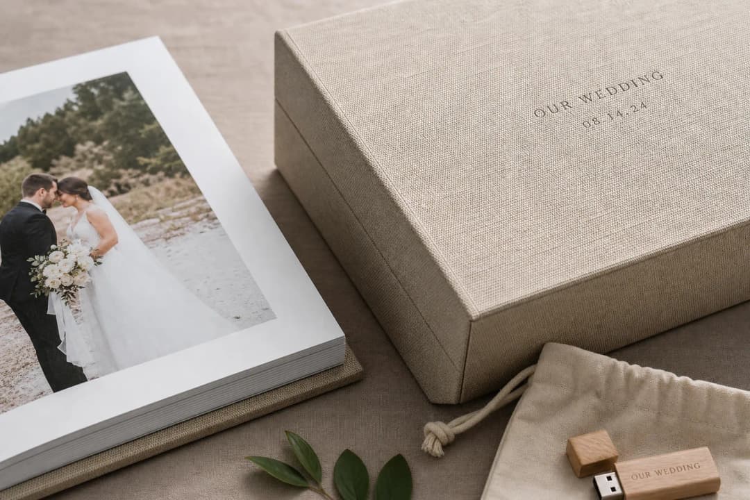 Wedding album materials and sustainable packaging