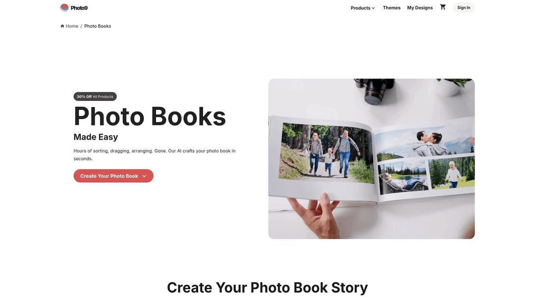 Screenshot of Photo9 photo book website