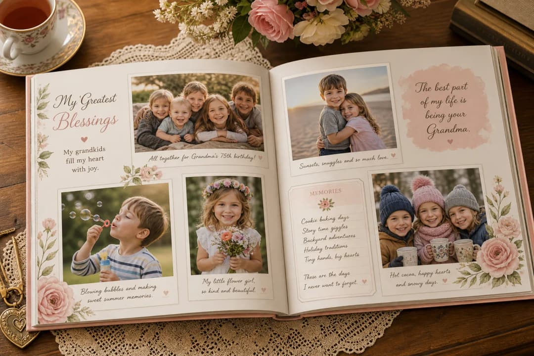 Grandmother photo album filled with grandkids' memories